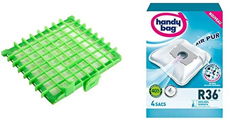 Rowenta ZR002901 Accessoire pour Aspirateur Filtre Hepa H13 Silence Force + Handy Bag - R36-4 Sacs Aspirateurs, pour Aspirateurs Moulinex et Rowenta, Fermeture Hermétique, Filtre Anti-Allergène