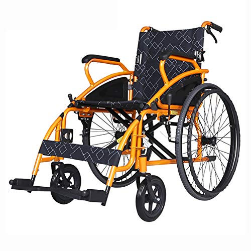 YZJJ Rollstuhl, Faltrollstuhl, Transportrollstühle, Rollstühle mit Selbstantrieb, tragbar Klappbares, Express ultraleichter Faltbarer Rollstuhl mit hohen, Sitzbreite 45cm
