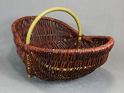 Weidenkorb oval für Ernte, Gemüse und Obst aus ungeschälter, polnischer Flechtweide, handgefertigt, naturbelassen, Größe 55 x 33 x H 15/28 cm
