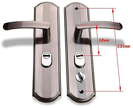 Manija de puerta de aleación de aluminio Manija de puerta de seguridad universal Cerradura de par Manija de panel engrosado Cerradura de puerta Herrajes para el hogar, plateado