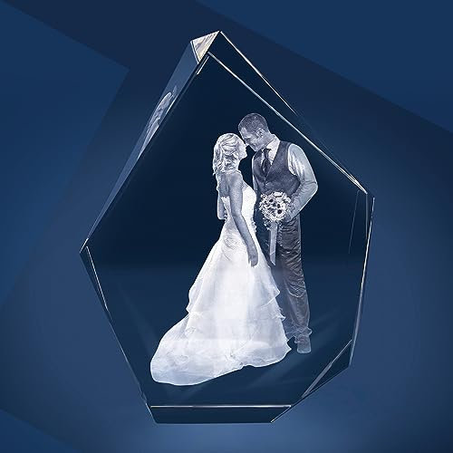 LOOXIS Personalisiertes 3D Laser-Foto vom eigenen Bild in Viamant-Glas gelasert – 150 x 205 x 59 mm, Hologramm – Geschenkidee Männer, Frauen, Valentinstag, Hochzeitstag – Eisberg XL