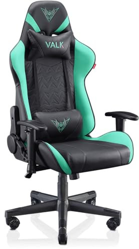 VALK Nyx - Silla Gaming Silla Gamer Ergonomica Ajustable, Polipiel, Reclinable 160º, Reposabrazos 2D, Piston Clase 4, Silla Escritorio Silla Oficina, Creada en España Garantía 3 años (Aqua Menthe)