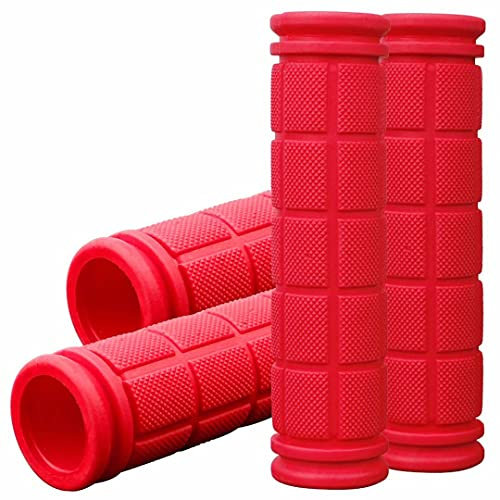 CHUNZEXI Fahrradlenkergriffe, Kinder, Gummi, rutschfest, für Mountainbike, Strand, Cruiser, Fahrrad Zubehör, Fahrradgriffe (rot), 4 Stück