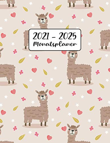 Monatsplaner 2021-2025: süßer Lama | 5 Jahre Kalender, Buchkalender | Terminplaner von Januar 2021 bis Dezember 2025