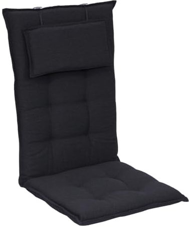 elGiga Sun Garden Hochlehner-Auflage 1-Stück Inco Anthrazit 120 x 50 x 7 cm für Gartenstuhl, mit Kopfpolster, hochwertig, waschbar und pflegeleicht