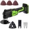Greenworks G24MT Utensile Multifunzione a Batteria Oscillante 6 Velocità Regolabili da 5000 a 18000 con 5 Accessori SENZA Batteria e Caricabatteria
