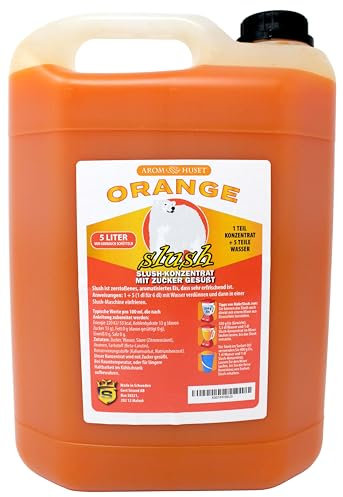 Orangen-Slushkonzentrat 5 L | Mischungsverhältnis 1:5 | Slush-Eis | Crush-Eis | Wassereis | Granita | ohne künstliche Farbstoffe | für Slushie-Maker