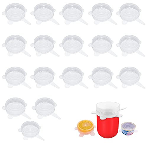 Tapas Silicona Ajustables Cocina adaptables Tapas Lata Comida Mascotas Tapas Botes de Cristal Vaso yogures Cristal Tarro ecologicas elasticas Reutilizables Sin BPA Lavado a lavavajillas (12 Uds)