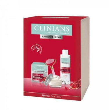 Clinians Cofanetto Antirughe Repair con Acqua Micellare 200 ml + Crema Viso Trattamento Rassodante 50 ml + Face Roller