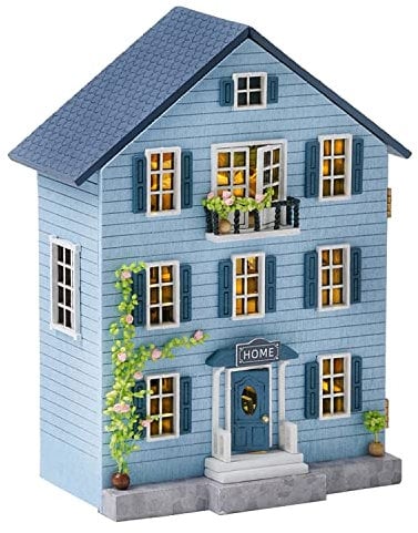 CUTEROOM DIY Mini Dollhouse Juego de Muebles de Madera, caseta Hecha a Mano, pequeña casa con Luz LED, para Construir Juguetes y Regalos de cumpleaños (Molan House)