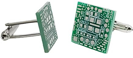 Harilla 2 x grüne Leiterplatten-Manschettenknöpfe, quadratisch, Kupfer, einzigartiges Design, Computer-Chip-Manschettenknöpfe für Valentinstag, Geburtstage,