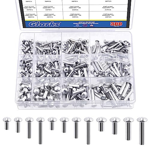 Glarks Remaches sólidos de aluminio M4 M5 M6, longitud de 13 mm, 14 mm, 20 mm, 25 mm, remaches sólidos de alta resistencia para unión y reparación de metal