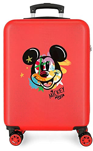 Disney Have a Good Time Mickey Street Spray Cabin-Koffer, Rot, 38 x 55 x 20 cm, starres ABS, seitliches Zahlenschloss, 35 l, 2 kg, 4 Doppelrollen, Handgepäck