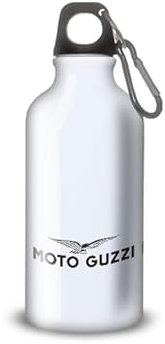 Borraccia in alluminio - acciaio inossidabile (thermos 24h) riutilizzabile da 330 ml a 750 ml, omaggio Moto Guzzi (Aluminium, Moschettone S 400 ml)