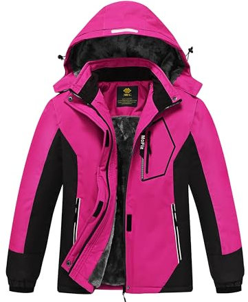 MoFiz Chaquetas Niña Invierno Chaqueta de Esquí Nina Chaqueta Ski Junior Abrigos Invierno Ski Jacket con Capucha Rosa L