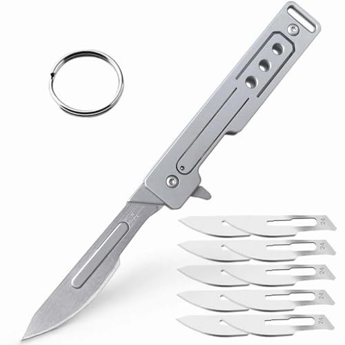 MLTUOYING Utility Blade Foldable Carbon Steel Unpacking Blade DIY Cutting Hand Tools 24# x10pcs Replaceable Blade for Professional Wallpaper Cutting Camping Hiking