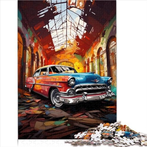 Oldtimer an einem verlassenen Ort. Puzzles Spiele Puzzle | Puzzles 1000 Teile für Erwachsene, Holzpuzzles für Teenager und Kinder, Puzzles für Erwachsene, Teenager (50 x 75 cm)