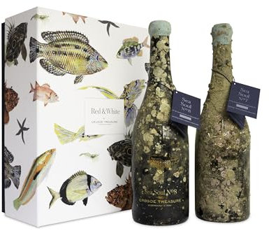 Crusoe Treasure Pack Red & White - Vino submarino - Vino tinto y vino blanco - Estuche regalo 2 botellas de 750ml cada una - Cata online gratuita incluida *