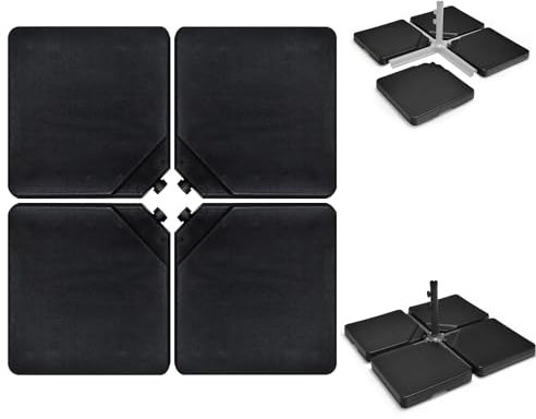 KOMFOTTEU 4 Pièces de Pieds de Parasol, remplis d'eau ou de Sable, Lot de 4 Dalles de Parasol en HDPE, Support de Parasol pour Plage, Jardin, Balcon, Terrrass (Carré, 100 x 100 x 7 cm (L x l x H))