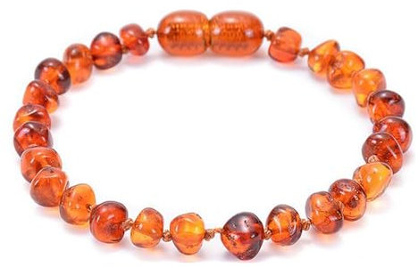 HDGSAFD Pulsera de Ámbar Irregular con Perlas y Piedras Preciosas, Tobillera Satinada Unisex, 15 Centimeters