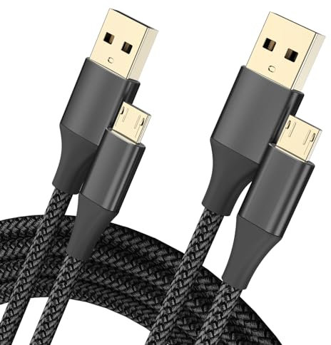 Micro USB Cable, 2Pack 2M Android Charging Cable Long Braided Sync Quick Charge Cable Compatible with Samsung Galaxy S6 S7 Edge, Android Phone - Black