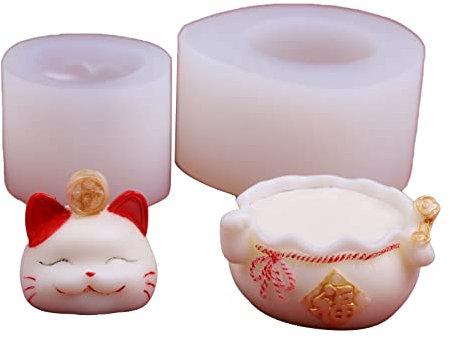 2 Pieces Mould Baking Utensils for Cat Theme Shape Silicone Fondant Mold Cake Plunger Household Cake Decorat