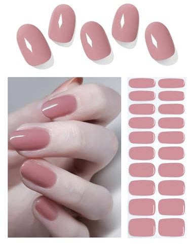 Wahrshei Semi-durcies Vernis Stickers Ongles UV | Jelly Nude Pink Autocollant Ongle Gel UV | 20pcs Film pour Ongles Autoadhésif | Gel Nail Stickers, Autocollants et Pochoirs Pour Nail Art
