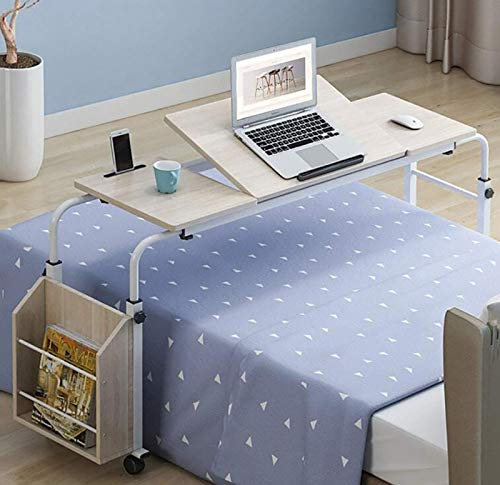 SFNIOKFG Tragbarer medizinischer Überbetttisch, Verstellbarer Betttisch, rollbarer mobiler Computer-/Laptop-Schreibtisch für zu Hause, skalierbare, einfache Pflege