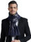 WANYING Herren Strickschal 6% Wolle Gestrickter Schal Herrenschal Wolleschal für Herbst Winter Casual Business - Musik Notiz Muster Dunkelblau & Grau