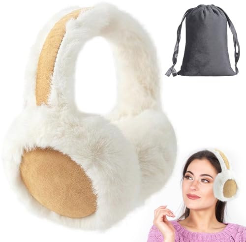 Ohrenwärmer Damen, Faltbare Ohrenschützer Winter, Plüsch Earmuffs Winter Ohrenwärmer, Ear Warmer, Ohrenwärmer Damen Outdoor, Plüsch Ear Warmers Kälteschutz Ohrenschützer für Damen Herren Winter