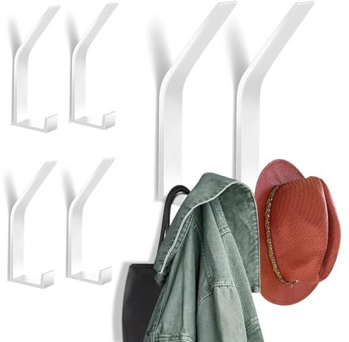 Zeawavsl Ganci Appendiabiti Confezione da 6, Ganci per Pannelli Acustici, Viti Invisibili, Appendiabiti Moderno in Nero - Ideale per Giacche, Cappotti, Vestiti, Sciarpe, Borse e altro ancora (White)