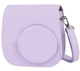 Protective Shoulder Bag for Instax Mini Cameras - Compatible with Mini 12, 11, 9, and 8 - PU Material - Lilac Purple
