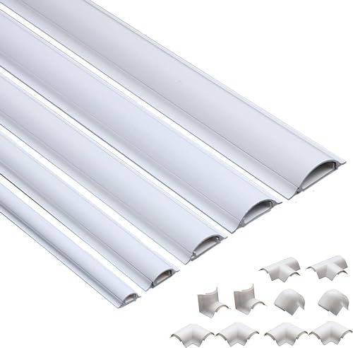 Kit Nascondicavo TV - Gestione Cavi Decorativa Semicircolare Montata A Parete con Nastro Adesivo, Organizzatore Cavi per Camper Camper Angolo Interno, Stacca E Attacca Impermeabile Robusto, Bianco