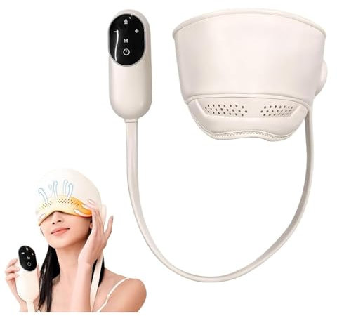 Kopfhaut- und Augenmassagegerät mit Wärme, elektrisches Migräne-Linderungs-Massagegerät, Kopf- und Augenmassagegerät mit 6 Airbags und 3 Heizmodi, Migränekappen für Frauen, Stressabbau, Entspannung