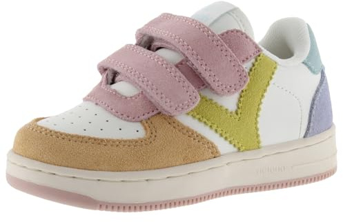 victoria Sneaker Unisex Tiempo Lederoptik & Mehrfarbige VelourslederEinsätzen & Klettverschlüsse 1124116 für Kinder Naranja 25