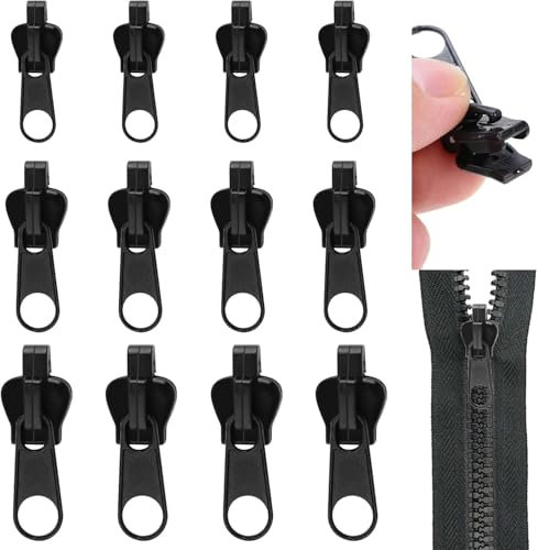 Reisverschluss-reparaturset, WEIMEIH 12 Stück Fix-reißverschluss Zipper, Reisverschluss-zipper Ersatz, Universal Reißverschluss Reparatur Set für Kleidung, Rucksack, Gepäck, Schlafsack