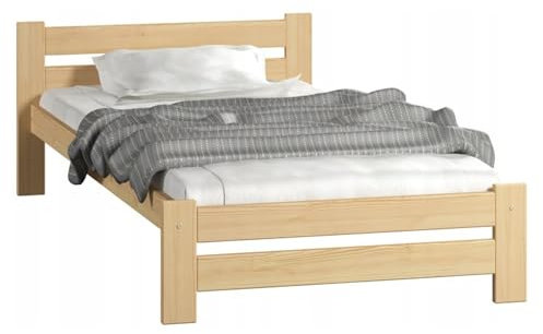 Home Collective Bett 90x200 cm, Bettgestell 90 x 200 cm, Einzelbett | Naturholz | Mit Abgeschrägten Kanten | Stabil & Langlebig | 205x102x58.5 cm (BxTxH) | Kiefer Natur