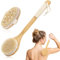 Cepillo de baño con mango largo, cepillos secos, cerdas naturales, cepillo para espalda, ducha, cepillo para exfoliar y masaje, 2 unidades
