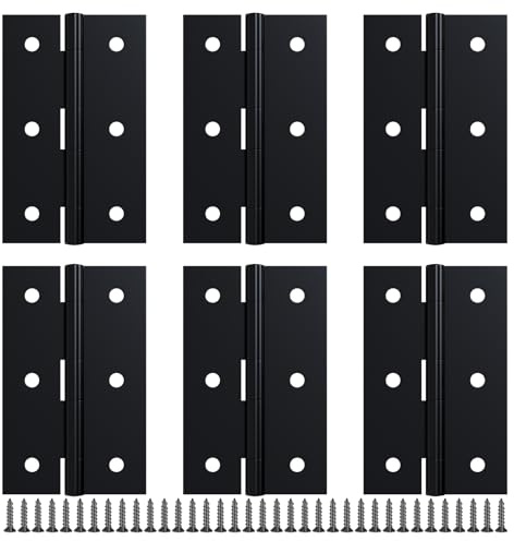 LEIFENY 6 Pack 2.5 inch Black Door Hinges, Small Hinge Hardware for Doors, Cabinets, DIY Projects (Screws Included)