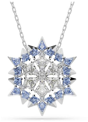 Swarovski Magic Anhänger und Brosche, Schneeflocke, Blau, Rhodiniert