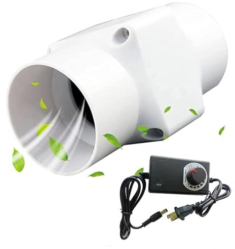 RWSXY 12v Inline Duct Fan 2 Inch With Variable Speed Controller 6w 22cfm HVAC Quiet Ventilation Booster Exhaust Blower Home Use For Grow Tents