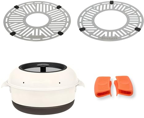 RoadBaker Komfort Set 4-teilig – Mobiler Campingbackofen mit Glasdeckel & Sichtfenster | RoadRack Backgitter Set & RoadClips | Backofen für Gaskocher