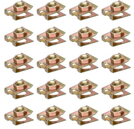 Enwye 20 PCS Clip-On Nuts,U Shapes Nut Clamps Metal Clips Screw Bases for M6 Bolts