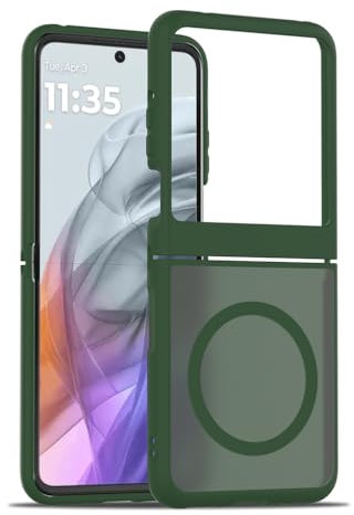 HAMEXLN Vert,60 Ultra, Coque pour Motorola Razr 60 Ultra/60, Givrée Translucide Mince Étui Rigide Magnétique Charge sans Fil Protectrice Housse Antichoc