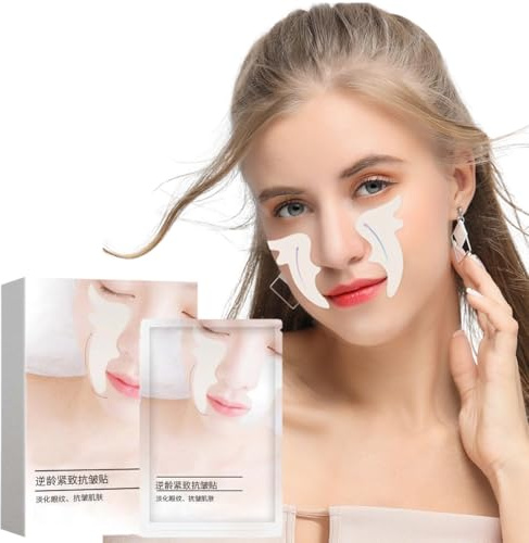 SexxLady 5 paires d'autocollants pour les plis nasogéniens, patchs anti-rides réutilisables en silicone pour la prévention des rides de la peau, anti-rides pendant la nuit pendant le sommeil,