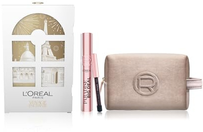 L'Oréal Paris Mascara Black Big Deal, Black Eyes Mini-Matita Paradise Le Khol und elegante Champagner-Tasche aus Samt