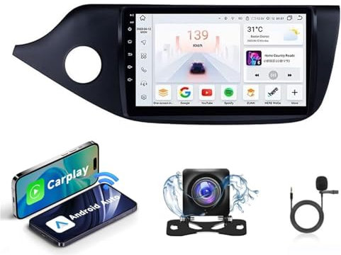 Autorradio Android 14 KIA CEE'D 2012-2016| Radio con pantalla táctil capacitiva de alta calidad | CarPlay/Android Auto | Navegación GPS | Bluetooth | Cámara de reversa | Plug and Play(T2 4 Core WiFi 2
