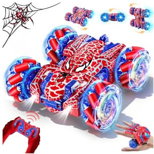 Kssvzz Spider Voiture Télécommandée Enfant, 2.4GHz Voiture Radiocommandé | Commande Gestuelle 4WD RC Cars Jouet 360° Rotation avec Lumière,Jouet Cadeau Anniversaire Noël Enfant 3-12 Ans