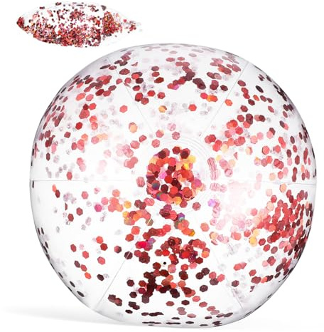 Uonlytech Ballon de Plage Gonflable Paillettes PVC pour Piscine été Jeu Garçon Fille