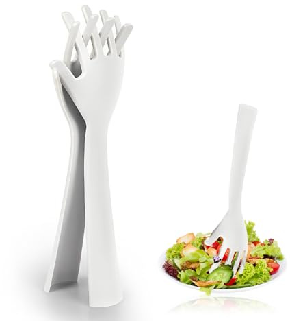 virkwuy 2 Stück Salatbesteck Kunststoff, Sporks und Salatzange Kunststoff | Plastik Salat Besteck mit Salatgabel, für Inhaltsstoffe, die Eine Schonende Behandlung Erfordern